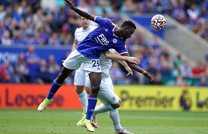 Leicester City's Wilfred Ndidi during the Premier League match at the King Power Stadium, Leicester. Picture date: Saturday September 25, 2021.