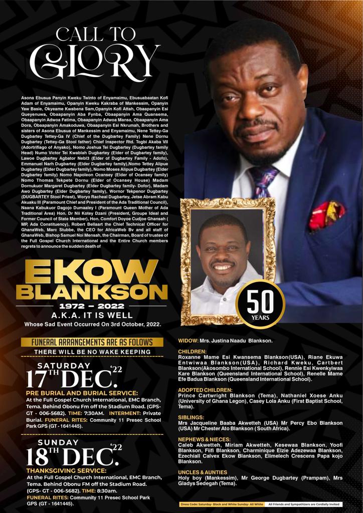 Ekow Blankson goes home on December 17 - Ghana Weekend