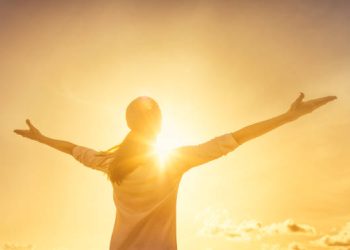 Woman feeling full of positive energy.